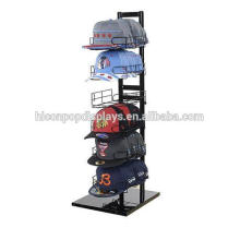 Sports Products Retail Store Wire Cap Stand Display Tower 6-Layer Black Metal Countertop Hat Display